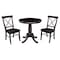 International Concepts 30 in. Round Top Pedestal Dining Table with 2 X-Back Chairs K15-30RT-C613-2 - alternate 2